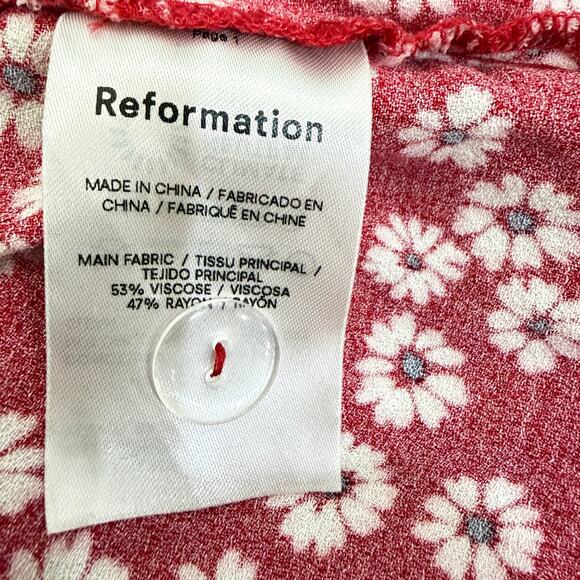 REFORMATION Baldwin Mini Dress Tagged Size 4 Fits 0-2 Red Daisy Floral Print - Picture 8 of 11